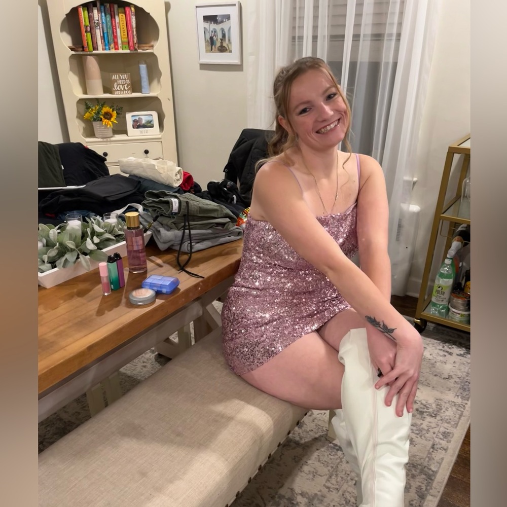 Pink sequined dress